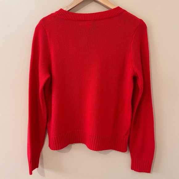 H&M| DIVIDED Bright Red Fine Knit Soft Sweater Crew Neck Sz S - Picture 4 of 5